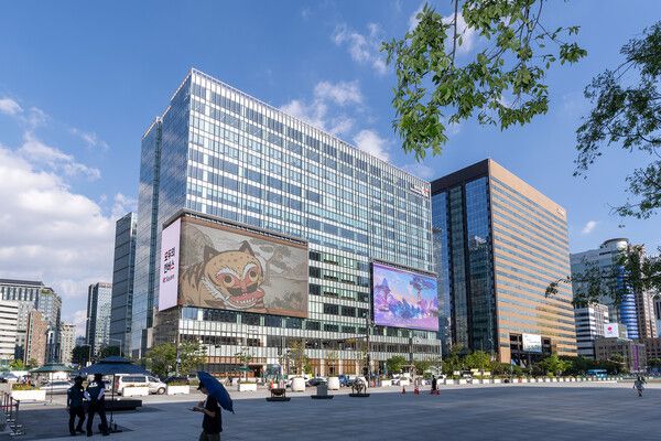 KT 광화문빌딩 웨스트 사옥 ‘KT 스퀘어’ 점등 세리머니 리허설 현장