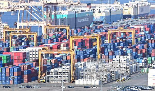 지난&nbsp;14일 경기 평택시 포승읍 평택항에 컨테이너가 쌓여 있는 모습 /사진=뉴시스