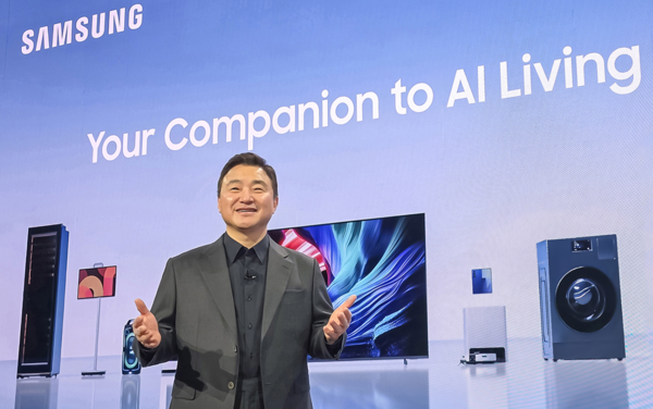 삼성전자 노태문 대표이사 사장(DX부문장)이 CES 2026 '더 퍼스트룩' 프레스 컨퍼런스에서 연설을 하고 있다. /삼성전자 제공