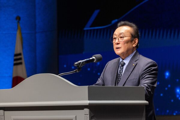 김인 새마을금고중앙회장이 지난 26일 충남 천안 MG인재개발원에서&nbsp;열린 제80차 새마을금고중앙회 대의원회에서 개회사를 하고 있다. /새마을금고중앙회 제공