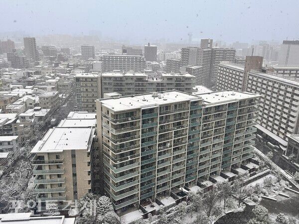 도쿄 도심 전경이 옅은 안개와 눈보라에 가려 겨울 특유의 차가운 공기를 전하고 있다/사진=박진우 특파원 ⓒ포인트경제
