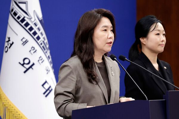 강유정 수석대변인이 13일 청와대에서 한-폴란드 정상회담 등 현안 관련 브리핑을 하고 있다. /사진=뉴시스