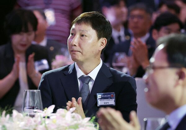 김상식 베트남 축구대표팀 감독이 22일(현지 시간) 하노이 한 호텔에서 열린 이재명 대통령 주최 동포 오찬 간담회에 참석해 있다. /사진=뉴시스