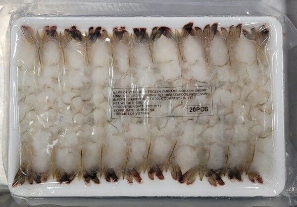 회수 대상 제품 '(주)조은수산'이 수입·판매한 '냉동흰다리새우살(유형: 기타 수산물가공품)' /식품의약품안전처