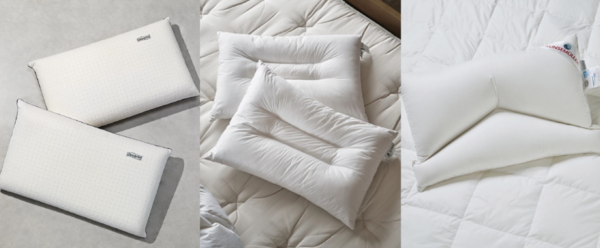 왼쪽부터 비스코스프링 원더 필로우, 시즌브리즈 울 필로우, 퀸즈밀러 듀얼 존 구스 필로우 /시몬스 제공