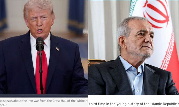 도널드 트럼프 미국 대통령과 마수드 페제시키안 이란 대통령 /가디언지,&nbsp;Arab Center Washington DC 갈무리&nbsp;ⓒ포인트경제