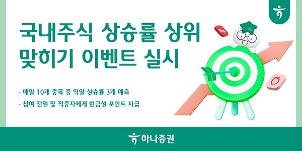 하나증권, 국내주식 상승률 상위 맞히기 이벤트 실시 /하나증권 제공