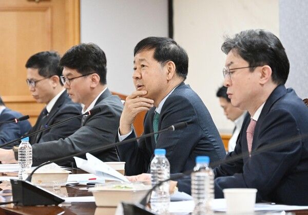 구윤철 부총리 겸 재정경제부 장관이 14일 서울 중구 은행연합회에서 시장상황점검회의를 주재하고 있다. /사진=재정경제부