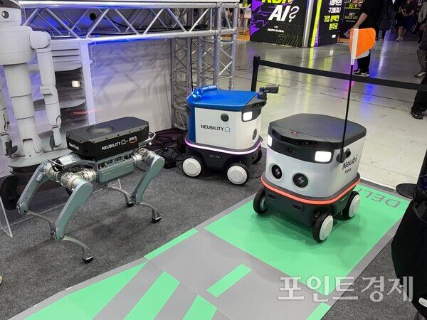 뉴빌리티의 순찰 로봇 '뉴트렉'과 자율주행 로봇 '뉴비 플로우' (포인트경제)