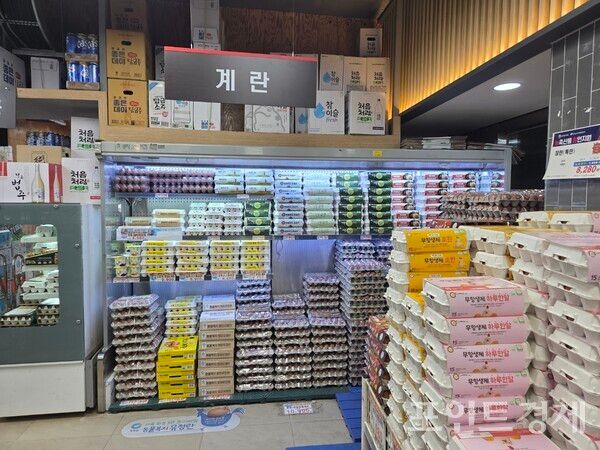 지난달 25일 서울의 한 마트의 계란 코너&nbsp;ⓒ포인트경제