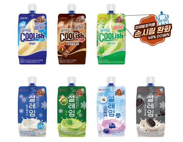 손시림 완화 패키지가 적용된 설레임 제품 패키지 모음 /롯데웰푸드 제공