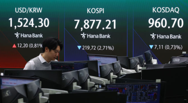 10일 오전 서울 중구 하나은행 딜링룸 /사진=뉴시스