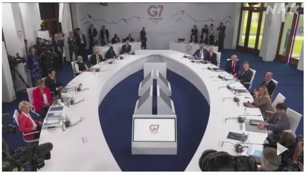 G7 정상회의가 프랑스 에비앙에서 열려 각국 정상들이 국제 현안을 논의했다/NHK 보도 화면 캡쳐(포인트경제)