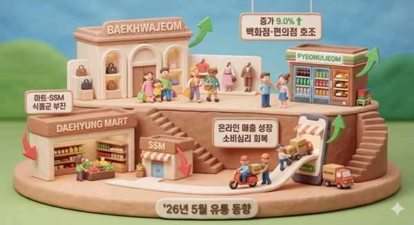 온·오프라인 유통가 동반 성장… 백화점·편의점 상승세 주도 /AI이미지