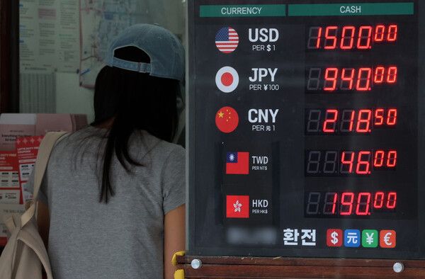 지난 3일 서울 중구 명동거리 환전소에 원·달러 환율 등 통화별 환율이 표시돼 있다. /사진=뉴시스