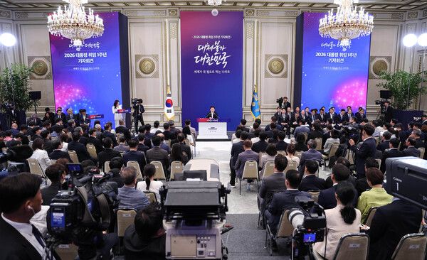 8일 청와대 영빈관에서 열린 이재명 대통령 취임 1주년 기자회견 /사진=뉴시스