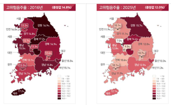 지역별 고위험음주율 /질병관리청