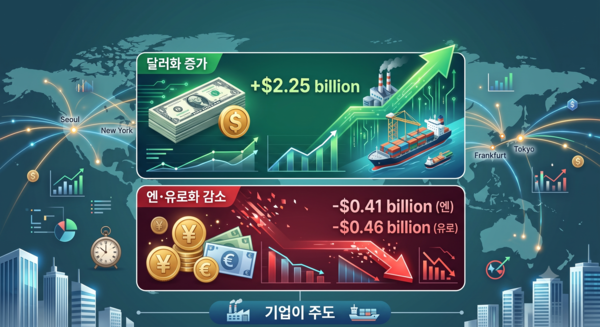 달러화 22억5000만달러 증가 vs 엔·유로화 감소... 기업이 외화예금 증가 주도 /AI이미지
