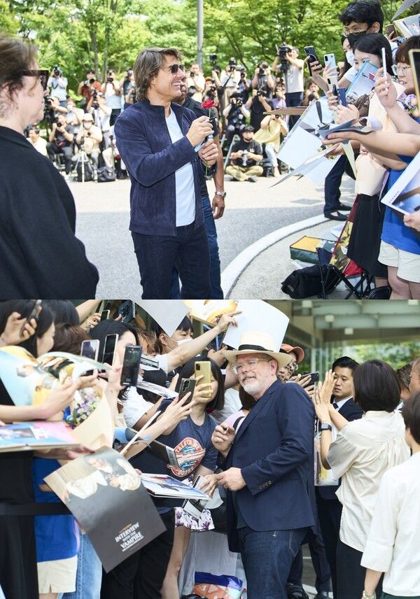 톰 크루즈, 크리스토퍼 맥쿼리 감독 입국 현장. 사진=롯데엔터테인먼트