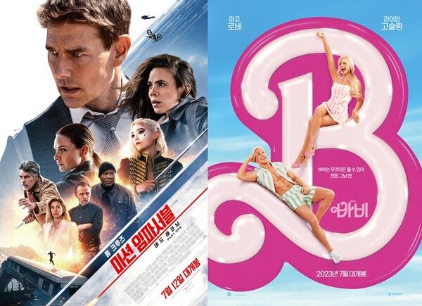 영화 '미션 임파서블7' '바비' 포스터. 사진=롯데엔터테인먼트, 워너브라더스코리아