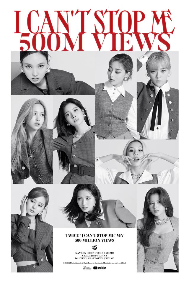 트와이스 'I CAN'T STOP ME' 뮤직비디오 5억뷰 돌파. 사진=JYP엔터테인먼트