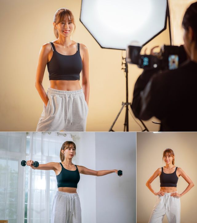 유이 바디프로필 비하인드 컷. 사진=아크미디어