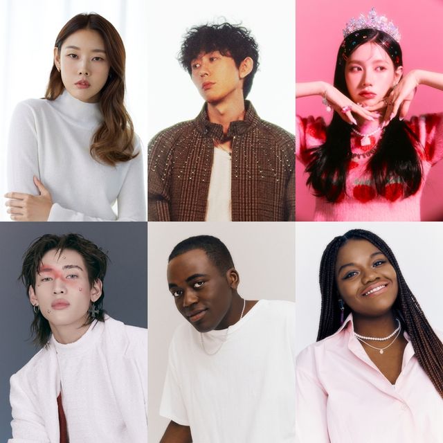 한혜진, 코드 쿤스트, (여자)아이들 미연, 뱀뱀, 조나단, 파트리샤. 사진=GS SHOP SO. WOOL, AOMG, 큐브엔터테인먼트, 어비스컴퍼니, 샌드박스네트워크