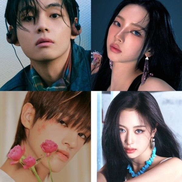 사진=방탄소년단 뷔(빅히트 뮤직), 에스파 카리나(SM 엔터테인먼트), 넥스지 세이타(JYP 엔터테인먼트), 베이비몬스터 아현(YG 엔터테인먼트)