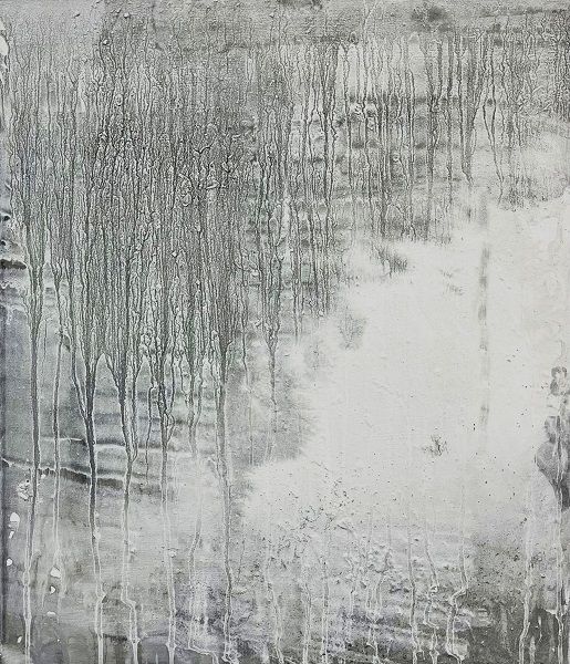 겨울 창문, 패널에 먹 외 혼합재료, 53×45.5cm, 2024