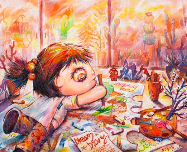 1503호_꿈의 시작(1503_The beginning of a dream), acrylic, oil pastel, acrylic pen on canvas 25F, 81x65cm