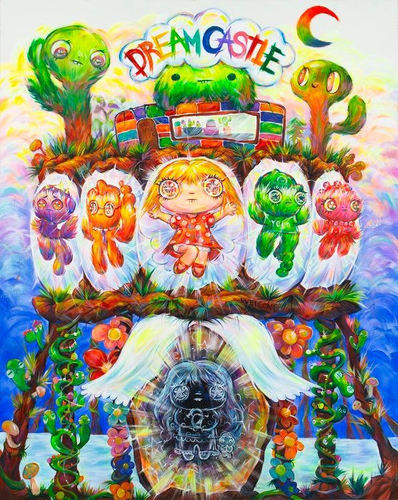 DREAM CASTLE, acrylic, oil pastel, acrylic pen on canvas 100F, 162.2x130.3cm