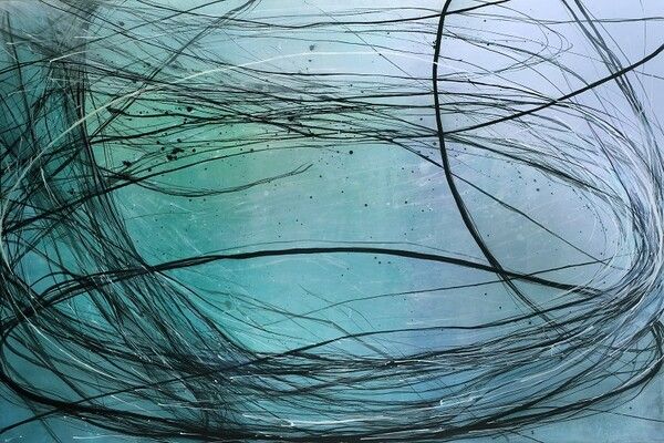 유체[流滯] 순환_장지 배접 판넬에 혼합재료_193.9×130.3cm_2024