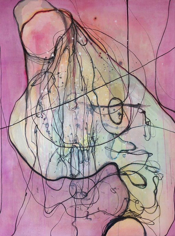 반짝이는 호흡 조각들_장지배접판넬에혼합재료_130.3x97.0cm_2024