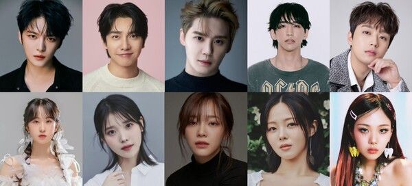 사진=김재중(인코드엔터테인먼트), 김준수(팜트리아일랜드), 이승윤(MAREUMO), 이승기(빅플래닛메이드엔터테인먼트), 이찬원(티엔엔터테인먼트), 김세정(젤리피쉬엔터테인먼트), 아이유(EDAM엔터테인먼트), 전유진(온리유엔터테인먼트), HYNN(뉴오더엔터테인먼트), 비비(필굿뮤직)