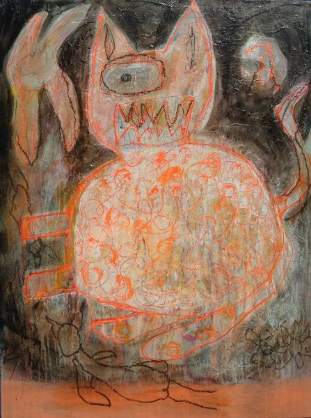 사라져라!, 캔버스에 아크릴, 색연필, 130.3×97.0cm, 2024