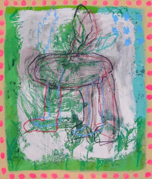 머리를 줄 수 있다면, 캔버스에 아크릴, 색연필, 90.9×72.7cm, 2024