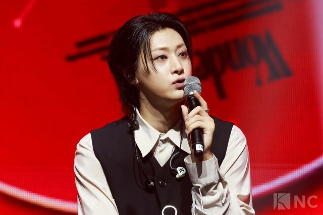 그룹 위아이(WEi) 유용하가 29일 오후 2시 서울 광진구 예스24라이브홀에서 진행된 미니 8집 ‘원더랜드(Wonderland)’ 발매 기념 쇼케이스에 참석했다. 사진=김규빈 기자