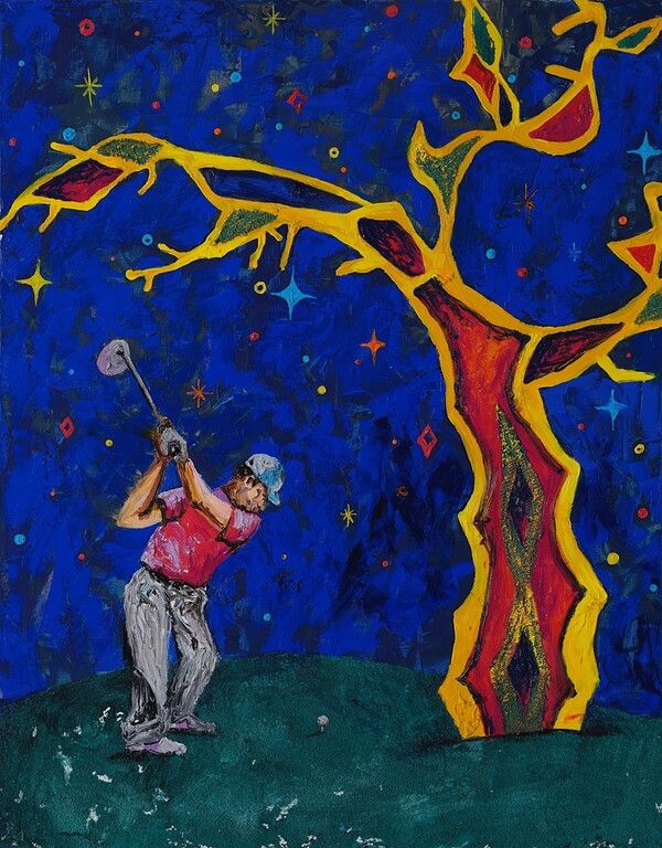 '별 빛나는 밤의 드라이버샷 , oil on canvas, 50F, 2025'. 사진=윤송아