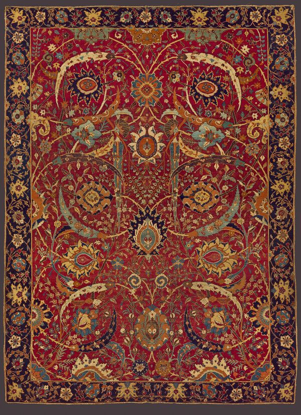 왕좌용 카펫, 사파비 제국 17세기, 이란 케르만, 도하 이슬람예술박물관- 국립중앙박물관 제공