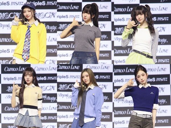 24일 서울 용산구 블루스퀘어 SOL트래블홀에서는 트리플에스 미소녀즈(msnz)의 새 앨범 'Beyond Beauty'(비욘드 뷰티) 발매기념 미디어 쇼케이스가 열렸다.&nbsp;문 콘셉트 멤버들의 모습. 사진=모드하우스