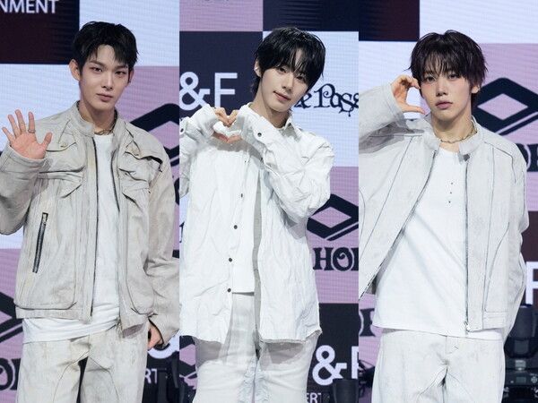 4일 서울 광진구 예스24 라이브홀에서는 아홉(AHOF) 미니2집 'The Passage'(더 패시지) 발매기념 미디어 쇼케이스가 열렸다.&nbsp;멤버 스티븐, 서정우, 차웅기. 사진=F&F엔터테인먼트