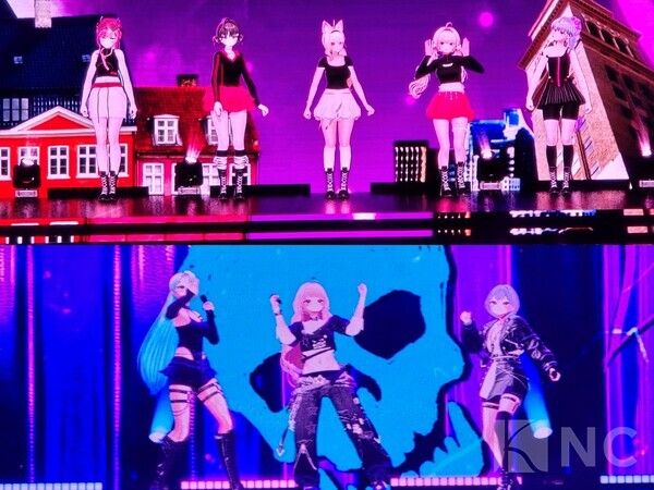 최근 서울 마포구 상암문화광장에서는 현실-버추얼 K팝 공연 MBC '버추얼라이브 페스티벌 with 쿠팡플레이'(VLF)가 열렸다. 공연중인 버추얼 그룹 러비타, 플랜비.