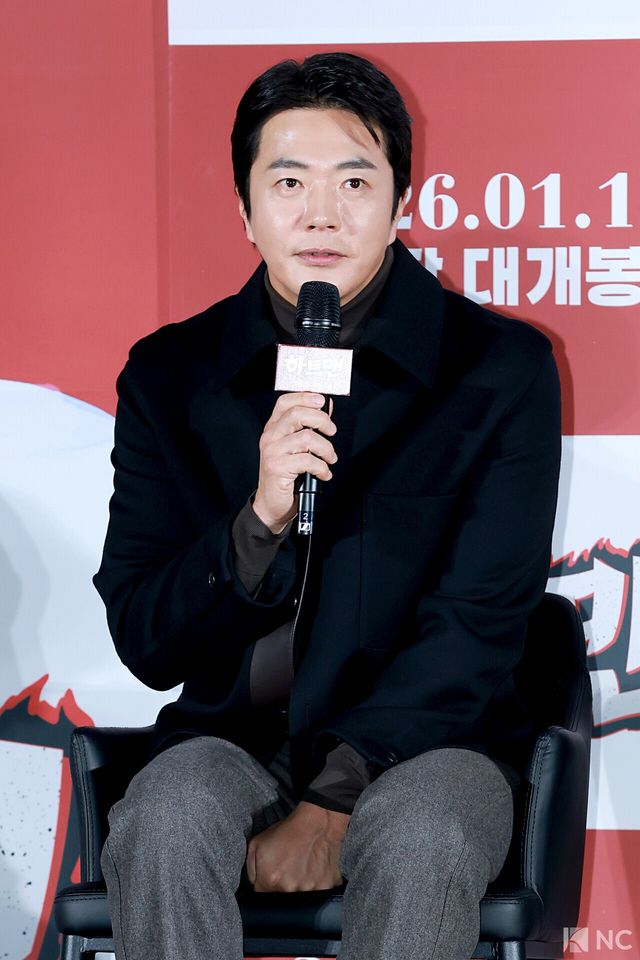 배우 권상우가 11일 오전 서울 광진구 롯데시네마 건대입구에서 진행된 영화 ‘하트맨’(감독 최원섭) 제작보고회에서 소감을 말하고 있다. 사진=김규빈 기자