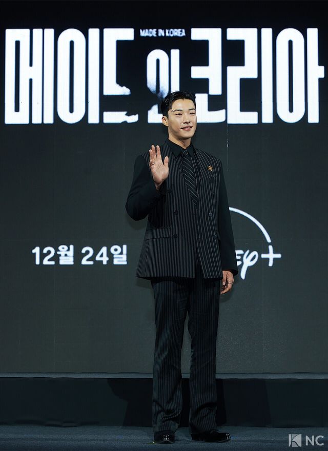 배우 우도환이 15일 오전 서울 강남구 그랜드 인터컨티넨탈 서울 파르나스 호텔에서 진행된 디즈니 플러스 오리지널 시리즈 ‘메이드 인 코리아’(각본 박은교/연출 우민호) 제작발표회에서 포즈를 취하고 있다. 사진=김규빈 기자