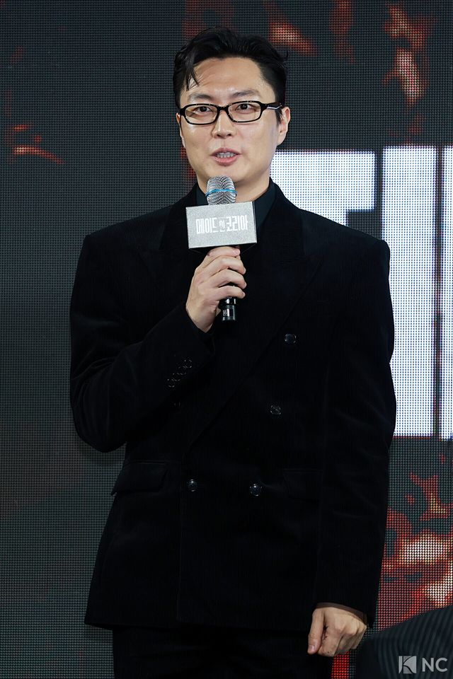 배우 노재원이 15일 오전 서울 강남구 그랜드 인터컨티넨탈 서울 파르나스 호텔에서 진행된 디즈니 플러스 오리지널 시리즈 ‘메이드 인 코리아’(각본 박은교/연출 우민호) 제작발표회에서 소감을 말하고 있다. 사진=김규빈 기자