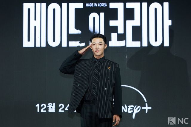 배우 우도환이 15일 오전 서울 강남구 그랜드 인터컨티넨탈 서울 파르나스 호텔에서 진행된 디즈니 플러스 오리지널 시리즈 ‘메이드 인 코리아’(각본 박은교/연출 우민호) 제작발표회에서 포즈를 취하고 있다. 사진=김규빈 기자