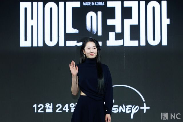 배우 원지안이 15일 오전 서울 강남구 그랜드 인터컨티넨탈 서울 파르나스 호텔에서 진행된 디즈니 플러스 오리지널 시리즈 ‘메이드 인 코리아’(각본 박은교/연출 우민호) 제작발표회에서 포즈를 취하고 있다. 사진=김규빈 기자