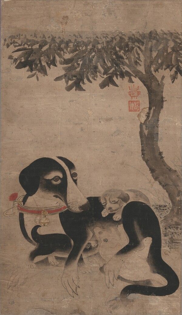 이암 '어미개와 강아지'. 사진=국립중앙박물관