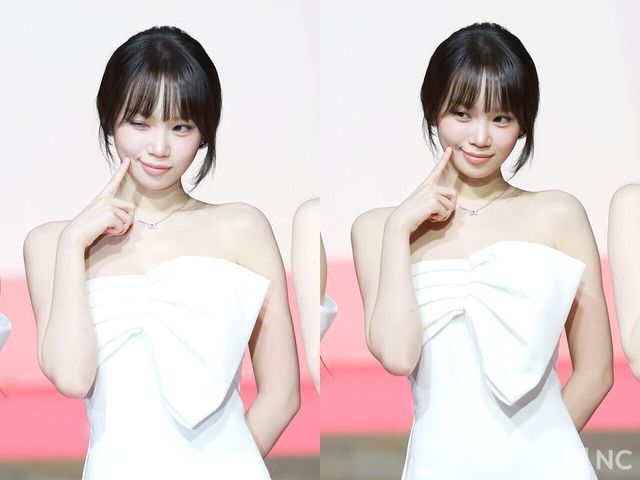 그룹 르세라핌(LE SSERAFIM) 채원이 25일 인천시 중구 운서동 인스파이어 아레나에서 진행된 ‘2025 SBS&nbsp;가요대전’ 공연에 앞서 레드카펫을 밟고 있다. 사진=김규빈 기자