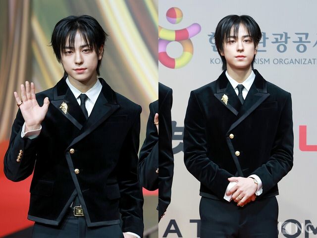 그룹 앤팀(&TEAM) 타키가 25일 인천시 중구 운서동 인스파이어 아레나에서 진행된 ‘2025 SBS&nbsp;가요대전’ 공연에 앞서 레드카펫을 밟고 있다. 사진=김규빈 기자